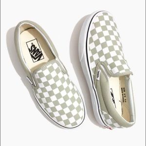 Vans Slip-On Sneakers in Desert Sage Checkerboard